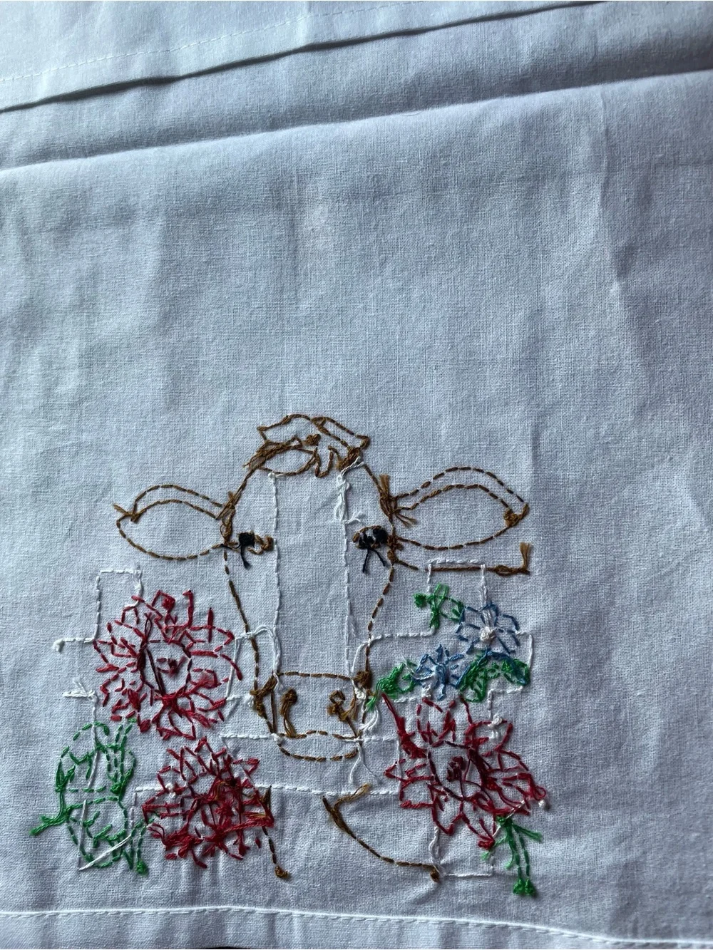 New Large Cow Embroidered Kitchen Towel 100% Cotton